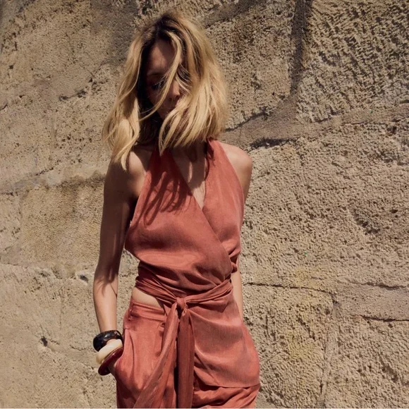 Zara Halter Wrap Top Open Back Adjustable Tie NWT – Fits XS-XXL - Picture 5 of 10